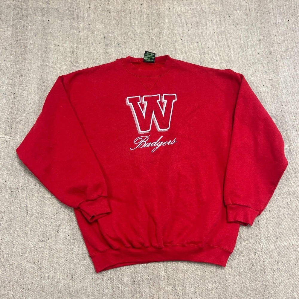 Vintage Wisconsin Badgers‎ Sweatshirt Mens XL Red 1990s NCAA